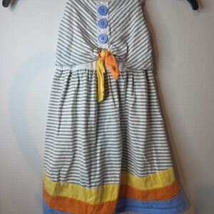 Jona Michelle Striped Dress with Blue and Yellow Accents